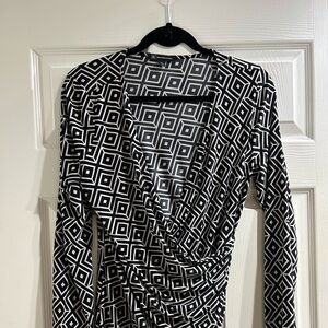 INC International Concepts Monochrome Geometric Blouse